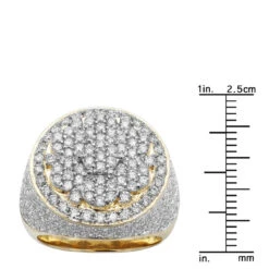 5 Carat Round Diamond Cluster Ring For Men Solid 14K Yellow Gold -Luxurman jewelry 5 carat round diamond cluster ring for men in solid 14k gold 803188 rulerye