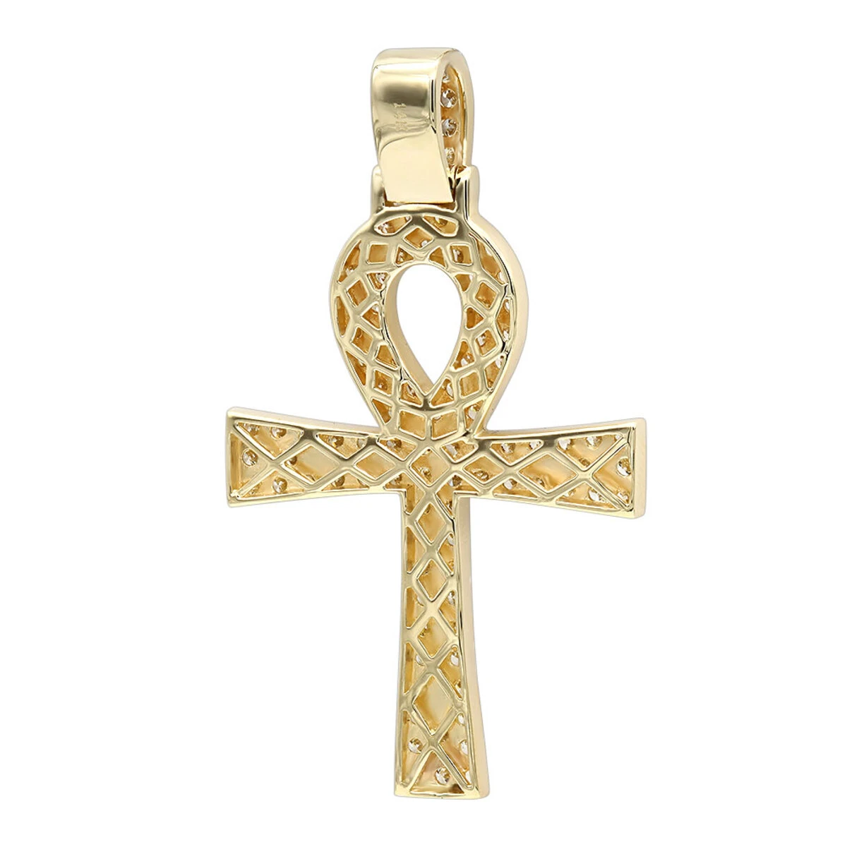 Egyptian Ankh Cross Diamond Pendant For Men 14K Yellow Gold G VS 5 Egyptian Ankh Cross Diamond Pendant For Men 14K Yellow Gold G VS - Image 5