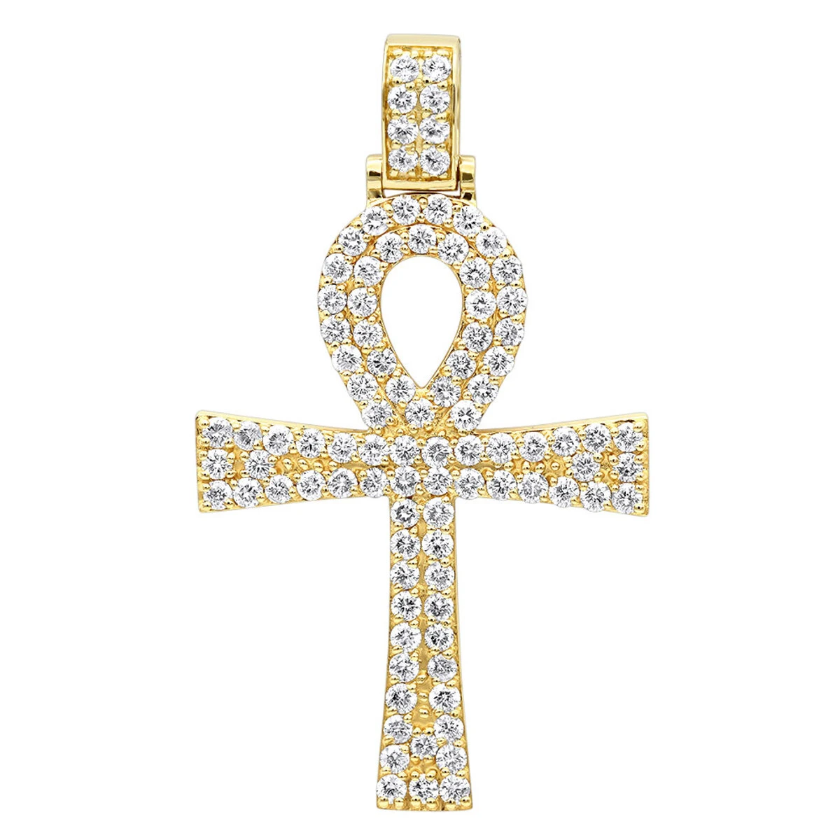Egyptian Ankh Cross Diamond Pendant For Men 14K Yellow Gold G VS 1 Egyptian Ankh Cross Diamond Pendant For Men 14K Yellow Gold G VS
