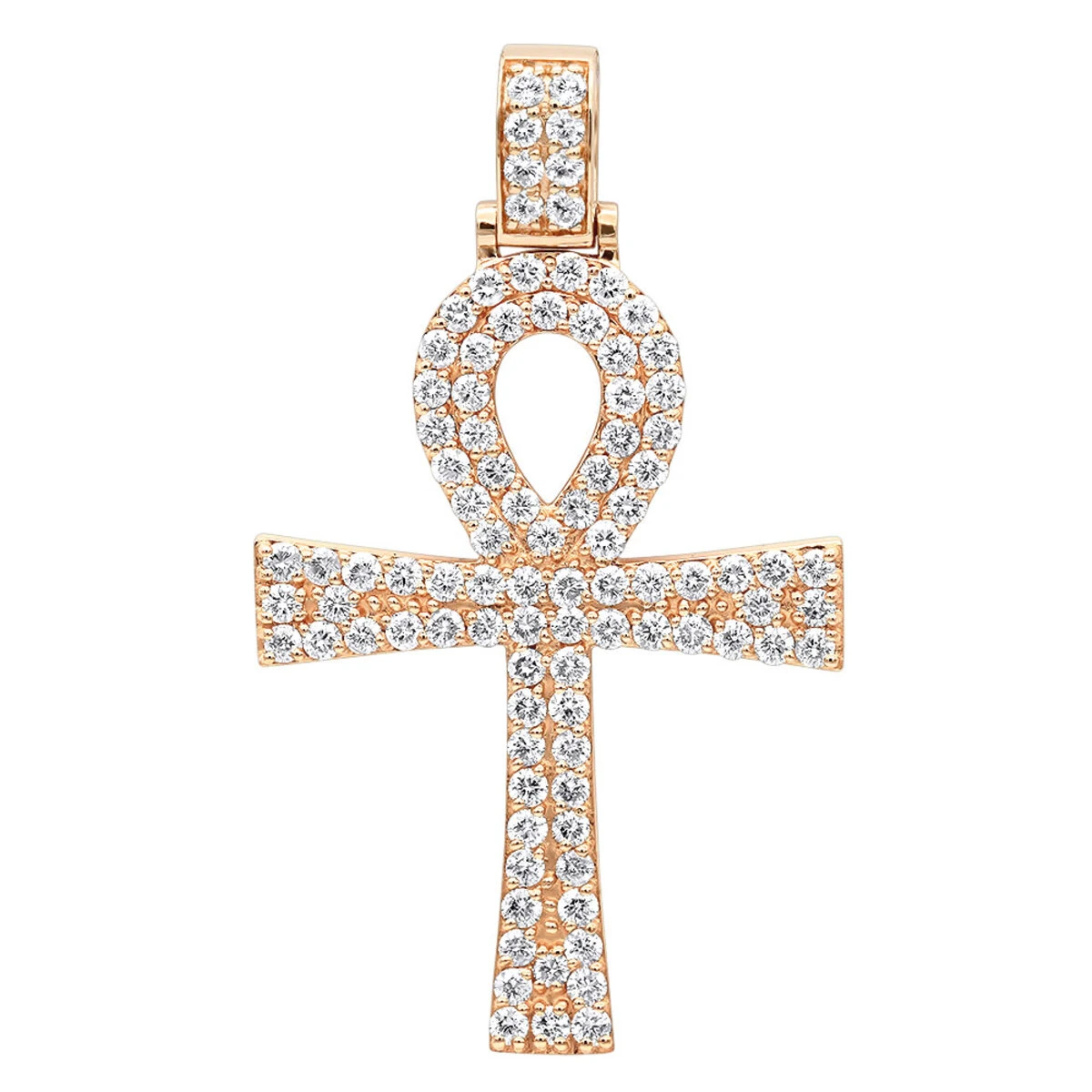 Egyptian Ankh Cross Diamond Pendant For Men 14K Yellow Gold G VS 3 Egyptian Ankh Cross Diamond Pendant For Men 14K Yellow Gold G VS - Image 3