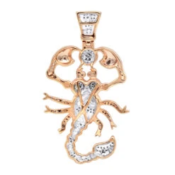 Egyptian Scorpion Diamond Pendant For Men 10K Yellow Gold By LUXURMAN -Luxurman jewelry antique style egyptian scorpion diamond pendant for men 10k gold by luxurman backro