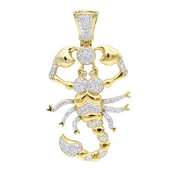 Egyptian Scorpion Diamond Pendant For Men 10K Yellow Gold By LUXURMAN
