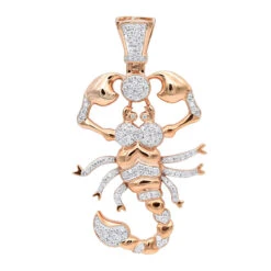 Egyptian Scorpion Diamond Pendant For Men 10K Yellow Gold By LUXURMAN -Luxurman jewelry antique style egyptian scorpion diamond pendant for men 10k gold by luxurman ro