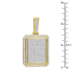 Big 14K Yellow Gold Iced Out Diamond Dog Tag Pendant For Men 8 Carats 2.25 Inches -Luxurman jewelry big 14k gold iced out diamond dog tag pendant for men 8 carats 225 inches 803182 rulerye