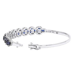 Blue Sapphire And Diamond Bangle Bracelet For Women 14K White Gold 9.5CT LUXURMAN -Luxurman jewelry blue sapphire and diamond bangle bracelet for women 14k gold 95ct luxurman backwh