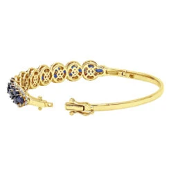 Blue Sapphire And Diamond Bangle Bracelet For Women 14K White Gold 9.5CT LUXURMAN -Luxurman jewelry blue sapphire and diamond bangle bracelet for women 14k gold 95ct luxurman backye