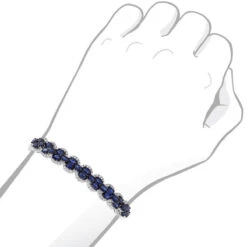 Blue Sapphire And Diamond Bangle Bracelet For Women 14K White Gold 9.5CT LUXURMAN -Luxurman jewelry blue sapphire and diamond bangle bracelet for women 14k gold 95ct luxurman bodwh