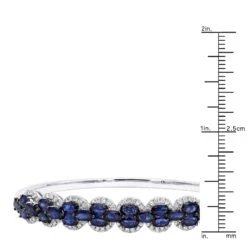 Blue Sapphire And Diamond Bangle Bracelet For Women 14K White Gold 9.5CT LUXURMAN -Luxurman jewelry blue sapphire and diamond bangle bracelet for women 14k gold 95ct luxurman rulerwh