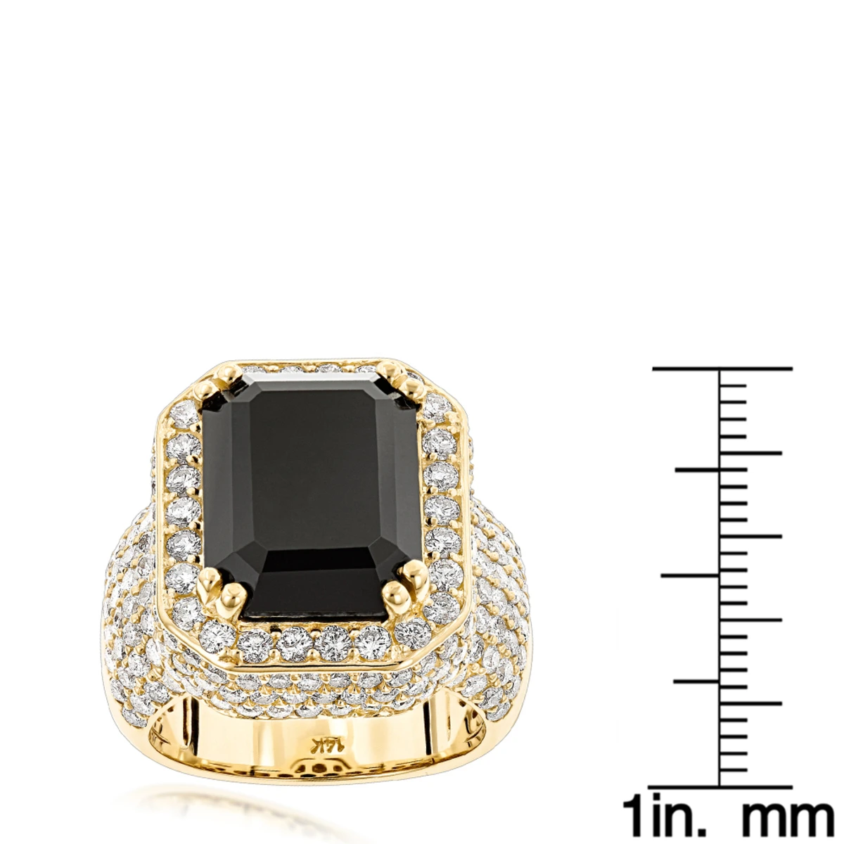 Custom Made 14K Yellow Gold Diamond Ring With Black Onyx For Men And Women 4.65ct 6 Custom Made 14K Yellow Gold Diamond Ring With Black Onyx For Men And Women 4.65ct - Image 6
