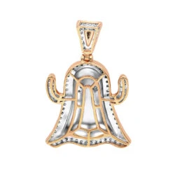 Emoji Ghost Symbol Real Diamond Pendant For Men 1CT 14K Yellow Gold By Luxurman -Luxurman jewelry emoji ghost symbol real diamond pendant for men 1ct 14k gold by luxurman backro 2