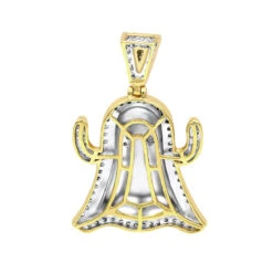 Emoji Ghost Symbol Real Diamond Pendant For Men 1CT 14K Yellow Gold By Luxurman -Luxurman jewelry emoji ghost symbol real diamond pendant for men 1ct 14k gold by luxurman backye 2