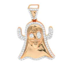 Emoji Ghost Symbol Real Diamond Pendant For Men 1CT 14K Yellow Gold By Luxurman -Luxurman jewelry emoji ghost symbol real diamond pendant for men 1ct 14k gold by luxurman ro 2