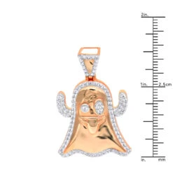Emoji Ghost Symbol Real Diamond Pendant For Men 1CT 14K Yellow Gold By Luxurman -Luxurman jewelry emoji ghost symbol real diamond pendant for men 1ct 14k gold by luxurman rulerro 2