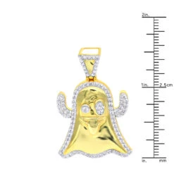 Emoji Ghost Symbol Real Diamond Pendant For Men 1CT 14K Yellow Gold By Luxurman -Luxurman jewelry emoji ghost symbol real diamond pendant for men 1ct 14k gold by luxurman rulerye 2
