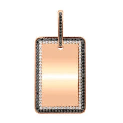 Engravable 2 Carat Black And White Diamond Dog Tag Pendant For Men 14K White Gold -Luxurman jewelry engravable 2 carat black and white diamond dog tag pendant for men 14k gold 000868 ro 1