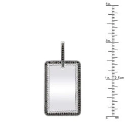 Engravable 2 Carat Black And White Diamond Dog Tag Pendant For Men 14K White Gold -Luxurman jewelry engravable 2 carat black and white diamond dog tag pendant for men 14k gold 000868 rulerwh 1