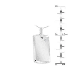 Engravable Sterling Silver Diamond Dog Tag Pendant For Men & Chain Necklace -Luxurman jewelry engravable sterling silver diamond dog tag pendant for men chain necklace ruler