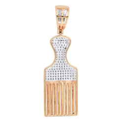 Hip Hop Fancy Afro Pick Comb Diamond Pendant For Men 10K Yellow Gold -Luxurman jewelry hip hop jewelry fancy afro pick comb diamond pendant for men in 10k gold backro