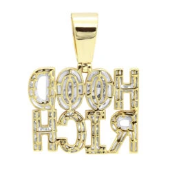 Hip Hop 10K Yellow Gold Rich Hood Pendant For Men 2CT Diamonds -Luxurman jewelry hip hop jewelry real 10k gold rich hood pendant for men 185ct diamonds backye 1