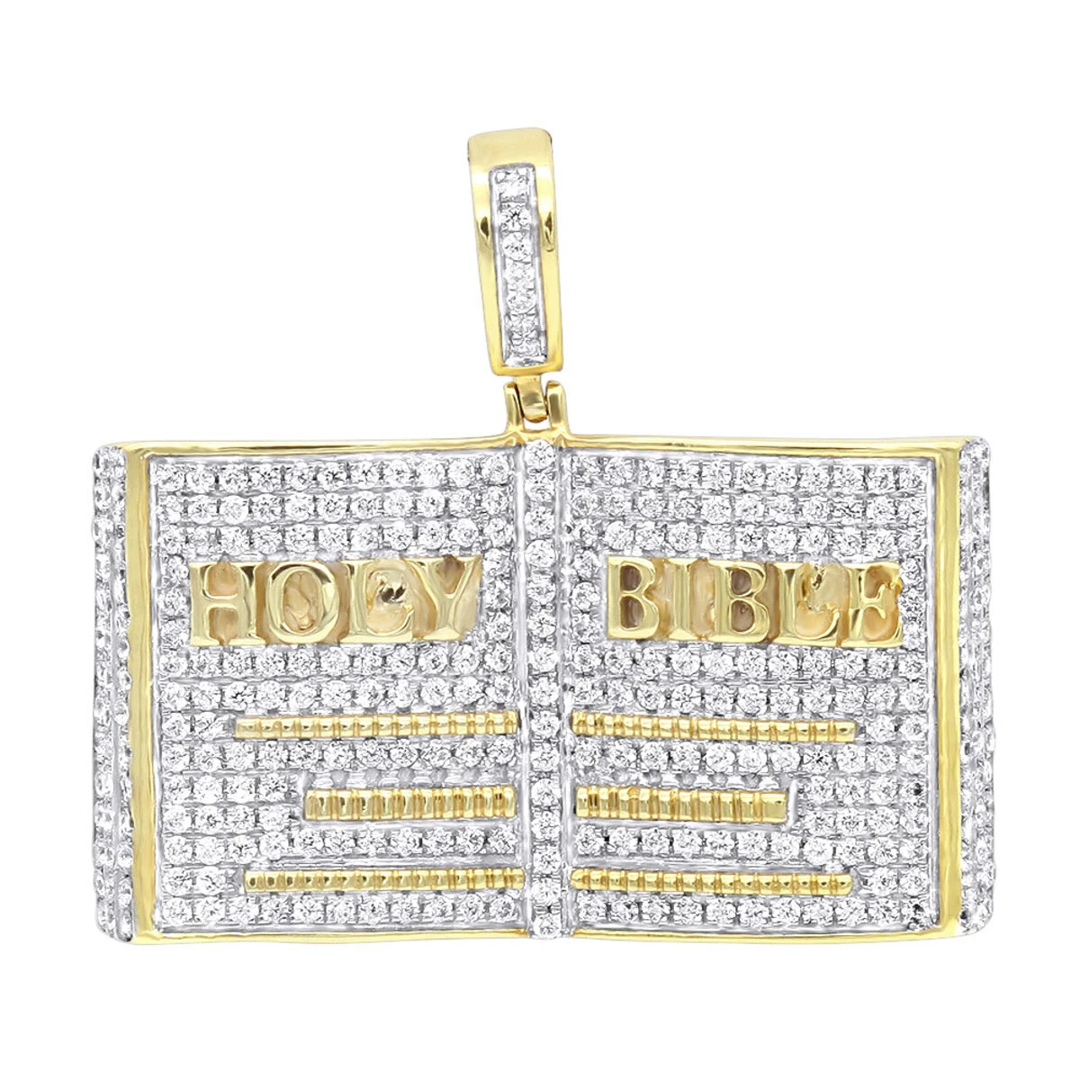 Hip Hop Holy Bible Charm 10K Yellow Gold Pendant For Men 1ct Diamonds 1 Hip Hop Holy Bible Charm 10K Yellow Gold Pendant For Men 1ct Diamonds