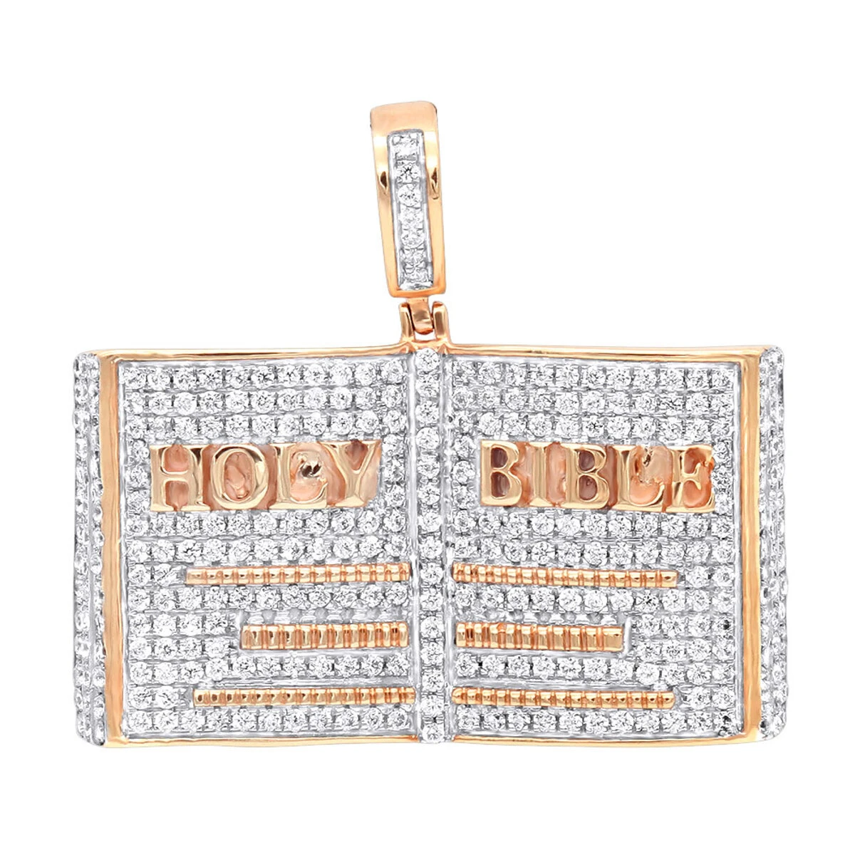 Hip Hop Holy Bible Charm 10K Yellow Gold Pendant For Men 1ct Diamonds 3 Hip Hop Holy Bible Charm 10K Yellow Gold Pendant For Men 1ct Diamonds - Image 3