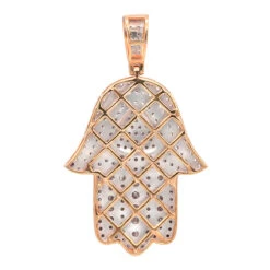 Jewish Large Iced Out Hamsa Hand Pendant 14K Yellow Gold 2CT Diamond Charm 13 Jewish Large Iced Out Hamsa Hand Pendant 14K Yellow Gold 2CT Diamond Charm -Luxurman jewelry jewish jewelry large iced out hamsa hand pendant 14k gold 2ct diamond charm backro