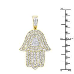 Jewish Large Iced Out Hamsa Hand Pendant 14K Yellow Gold 2CT Diamond Charm 15 Jewish Large Iced Out Hamsa Hand Pendant 14K Yellow Gold 2CT Diamond Charm -Luxurman jewelry jewish jewelry large iced out hamsa hand pendant 14k gold 2ct diamond charm rulerye