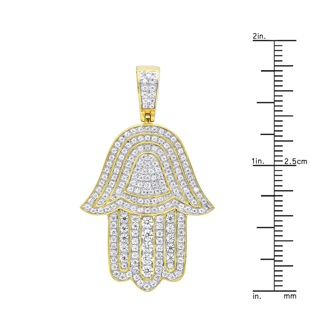 Jewish Large Iced Out Hamsa Hand Pendant 14K Yellow Gold 2CT Diamond Charm 8 Jewish Large Iced Out Hamsa Hand Pendant 14K Yellow Gold 2CT Diamond Charm - Image 8