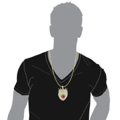 Large 10K Yellow Gold Diamond Lion Head Pendant For Men W Crown 4ct By Luxurman -Luxurman jewelry large 10k gold diamond lion head pendant for men w crown 4ct by luxurman bodye 1