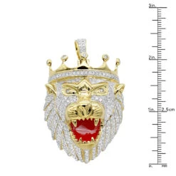 Large 10K Yellow Gold Diamond Lion Head Pendant For Men W Crown 4ct By Luxurman -Luxurman jewelry large 10k gold diamond lion head pendant for men w crown 4ct by luxurman rulerye 1