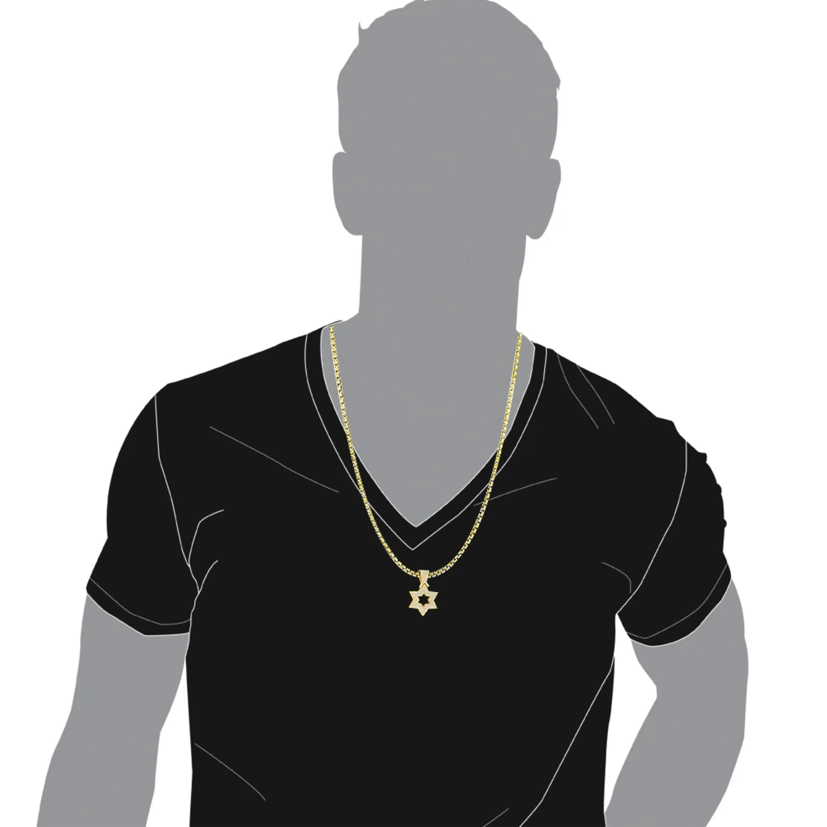 Large 14K Yellow Gold Diamond Star Of David Pendant For Men & Women 7 Large 14K Yellow Gold Diamond Star Of David Pendant For Men & Women - Image 7