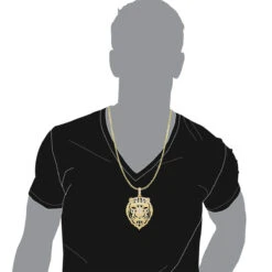 Large 14K Yellow Gold Men's Diamond Tiger Pendant With Black Enamel 10 Carats 19 Large 14K Yellow Gold Men's Diamond Tiger Pendant With Black Enamel 10 Carats -Luxurman jewelry large 14k gold mens diamond tiger pendant with black enamel 10 carats 000773 bodye