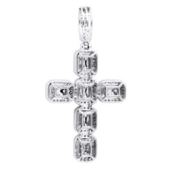Large 2in Unique Men's Diamond Cross Pendant 14K White Gold Round Baguette Diamonds 9 Large 2in Unique Men's Diamond Cross Pendant 14K White Gold Round Baguette Diamonds -Luxurman jewelry large 2in unique mens diamond cross pendant 14k gold round baguette diamonds 803179 backwh