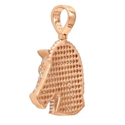Large 10K Yellow Gold Horse Head Diamond Pendant For Men 4.5 Carat -Luxurman jewelry large real 10k gold horse head diamond pendant for men 4 carat backro