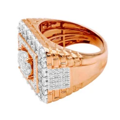 Large Real Hip Hop Diamond Pinky Ring For Men 14K Yellow Gold Square Shape 2.25ct -Luxurman jewelry large real hip hop diamond pinky ring for men 14k gold square shape 225ct 803186 backro