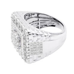 Large Real Hip Hop Diamond Pinky Ring For Men 14K Yellow Gold Square Shape 2.25ct -Luxurman jewelry large real hip hop diamond pinky ring for men 14k gold square shape 225ct 803186 backwh