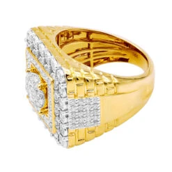 Large Real Hip Hop Diamond Pinky Ring For Men 14K Yellow Gold Square Shape 2.25ct -Luxurman jewelry large real hip hop diamond pinky ring for men 14k gold square shape 225ct 803186 backye