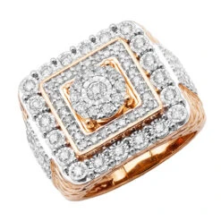 Large Real Hip Hop Diamond Pinky Ring For Men 14K Yellow Gold Square Shape 2.25ct -Luxurman jewelry large real hip hop diamond pinky ring for men 14k gold square shape 225ct 803186 ro