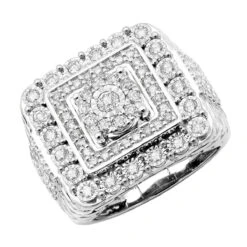 Luxurman -Luxurman jewelry large real hip hop diamond pinky ring for men 14k gold square shape 225ct 803186 wh
