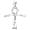Large Symbol Of Life Egyptian Ankh Diamond Cross Pendant 14K White Gold 2.5ct