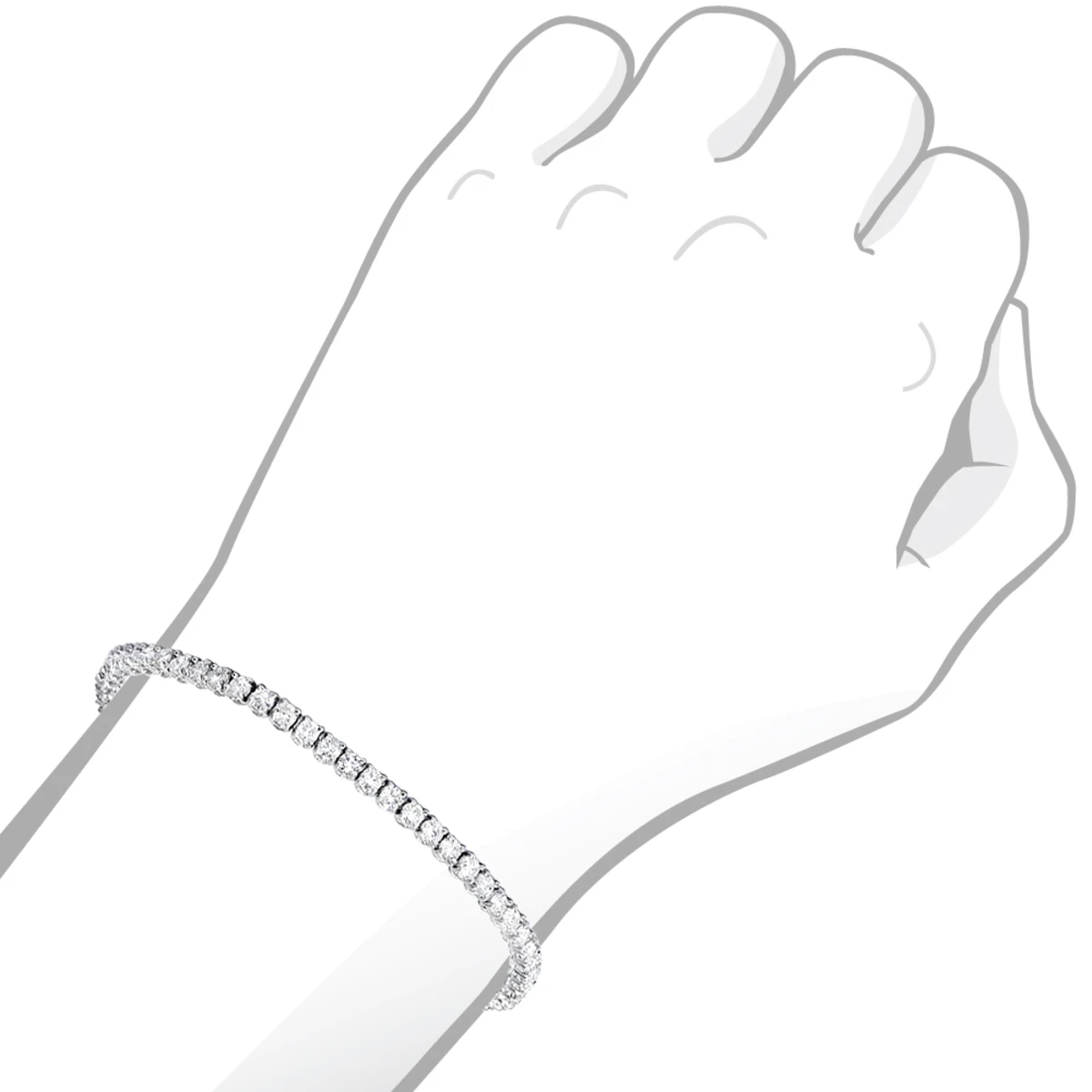 Eternity Line Ladies Diamond Tennis Bracelet 4 Carats 14K White Gold 5 Eternity Line Ladies Diamond Tennis Bracelet 4 Carats 14K White Gold - Image 5