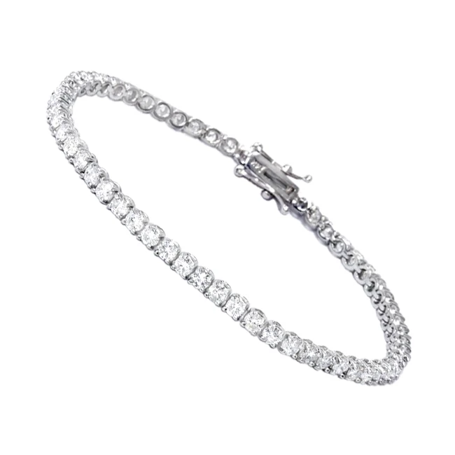 Eternity Line Ladies Diamond Tennis Bracelet 4 Carats 14K White Gold 1 Eternity Line Ladies Diamond Tennis Bracelet 4 Carats 14K White Gold