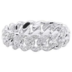 LUXURMAN Bands Solid 14K Yellow Gold Cuban Link Chain Diamond Ring For Men 0.7ct -Luxurman jewelry luxurman bands solid 14k gold cuban link chain diamond ring for men 07ct backwh