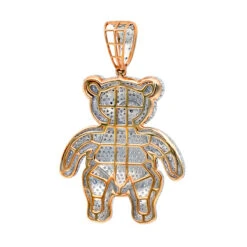 Luxurman Charms 10K Yellow Gold Large Teddy Bear Diamond Pendant Men's 3.25ct -Luxurman jewelry luxurman charms real 10k gold large teddy bear diamond pendant mens 325ct backro