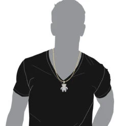 Luxurman Charms 10K Yellow Gold Large Teddy Bear Diamond Pendant Men's 3.25ct -Luxurman jewelry luxurman charms real 10k gold large teddy bear diamond pendant mens 325ct bodro