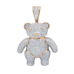 Luxurman Charms 10K Yellow Gold Large Teddy Bear Diamond Pendant Men's 3.25ct -Luxurman jewelry luxurman charms real 10k gold large teddy bear diamond pendant mens 325ct ro