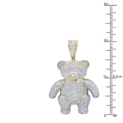 Luxurman Charms 10K Yellow Gold Large Teddy Bear Diamond Pendant Men's 3.25ct -Luxurman jewelry luxurman charms real 10k gold large teddy bear diamond pendant mens 325ct rulerye