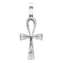 Luxurman Egyptian Ankh Cross Diamond Pendant 14K White Gold 0.6CT 2 3/4 Inch -Luxurman jewelry luxurman pharaoh egyptian ankh cross diamond pendant in 14k gold 06ct backwh 1