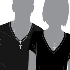 Luxurman Egyptian Ankh Cross Diamond Pendant 14K White Gold 0.6CT 2 3/4 Inch -Luxurman jewelry luxurman pharaoh egyptian ankh cross diamond pendant in 14k gold 06ct bodwh 1