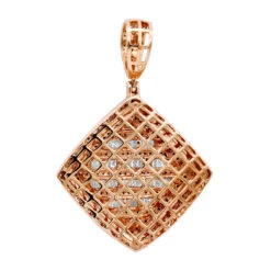 Men's Diamond Rhombus Pendant 1.8ct Baguette & Round Diamonds 14K Yellow Gold -Luxurman jewelry mens diamond rhombus pendant 18ct baguette round diamonds 14k gold 803178 backro